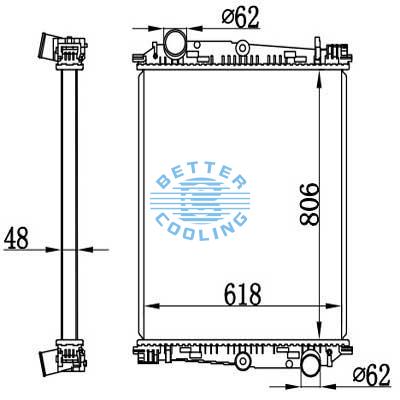 High Performance Truck Radiator For Daf  65cf(98-) 75cf(98-)  85cf(99-) F65(93-)   F75(92-) Oem: 1241580/1281400/1628515/1628615/1628619 /1831441