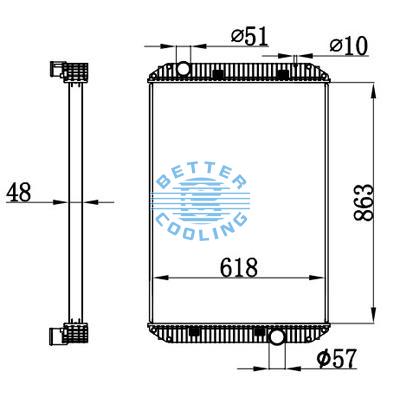 High Performance Truck Radiator For Freightliner Fl50, Fl60, Fl70, Fl80, Fl90 And Fl106  Oem: 0519756000