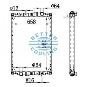 High Performance Truck Radiator For Freightliner Fl50, Fl60, Fl70, Fl80, Fl90 And Fl106  Oem: 0519756000