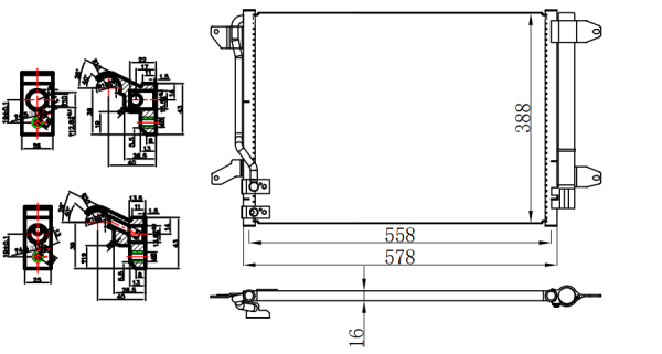 Condenser For VOLKSWAGEN BEETLE (5C) 1.2 TSI 11-/
JETTA IV (162,163) 1.2 TSI 10-